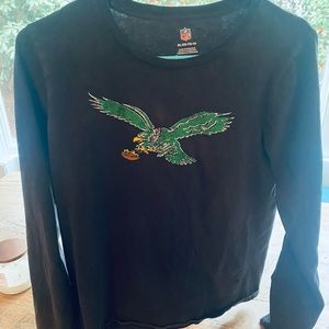 PHILADELPHIA EAGLES YOUTH BLACK RETRO LOGO LONG SLEEVE T-SHIRT